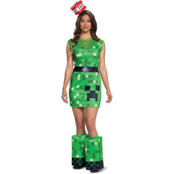 Fantasia Creeper Minecraft Luxo Feminino