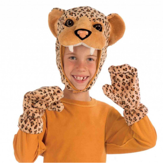 Máscara e Luvas Leopardo