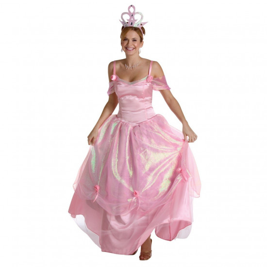 Fantasia Adulto Feminino Princesa Cor de Rosa Pink Luxo