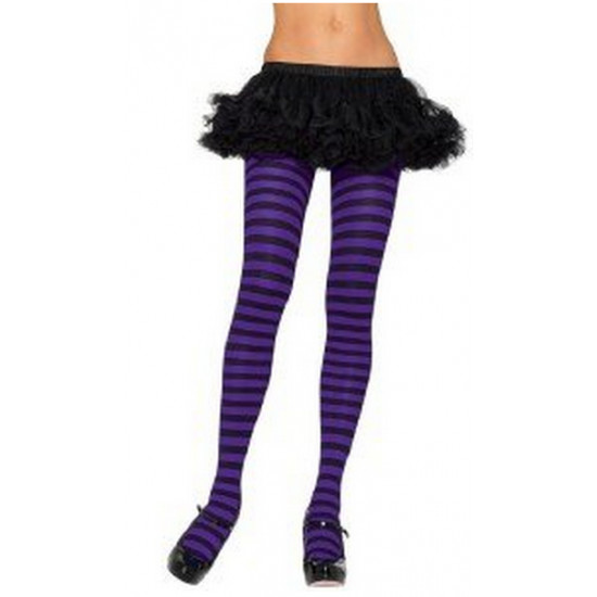 Meia Calça Adulto Sexy Listrada Preta e Roxa Meia Calça Adulto Sexy Listrada Preta e Roxa