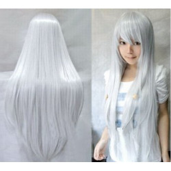 Peruca Branco Prateada Ondulada Cosplay