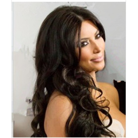 Peruca Kim Kardashian Celebridade Morena Cabelo Humano Remy