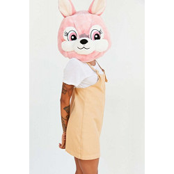 Cabeça Capacete/Máscara coelho Rosa Pelúcia Luxo