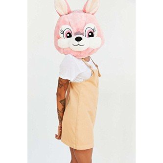 Cabeça Capacete/Máscara coelho Rosa Pelúcia Luxo Cabeça Capacete/Máscara coelho Rosa Pelúcia Luxo