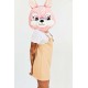 Cabeça Capacete/Máscara coelho Rosa Pelúcia Luxo Cabeça Capacete/Máscara coelho Rosa Pelúcia Luxo