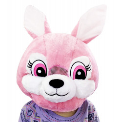 Cabeça Capacete/Máscara coelho Rosa Pelúcia Luxo