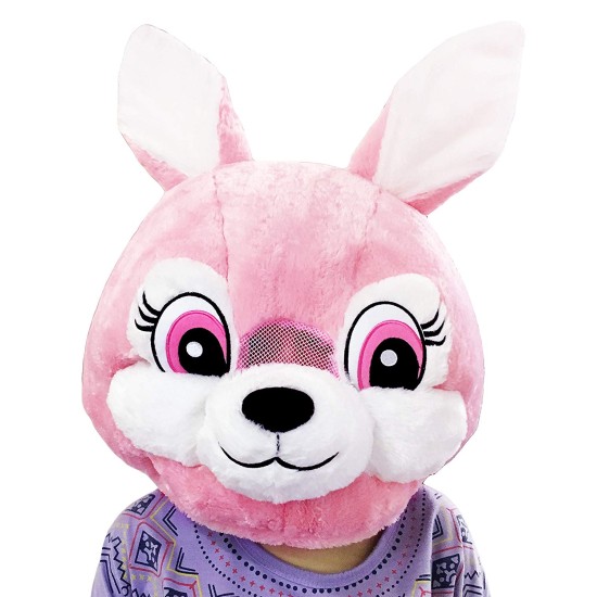 Cabeça Capacete/Máscara coelho Rosa Pelúcia Luxo Cabeça Capacete/Máscara coelho Rosa Pelúcia Luxo