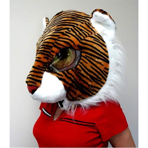 Cabeça Capacete Máscara Tigre Pelúcia Luxo Cabeça Capacete Máscara Tigre Pelúcia Luxo