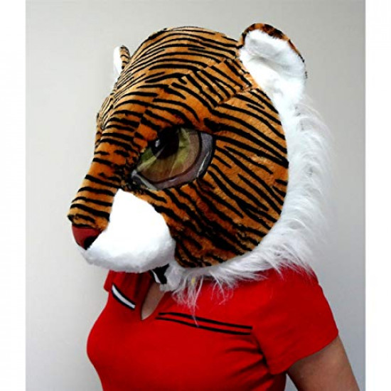 Cabeça Capacete Máscara Tigre Pelúcia Luxo