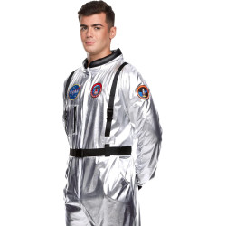 Fantasia Adulto Macacão de Astronauta Luxo Prata