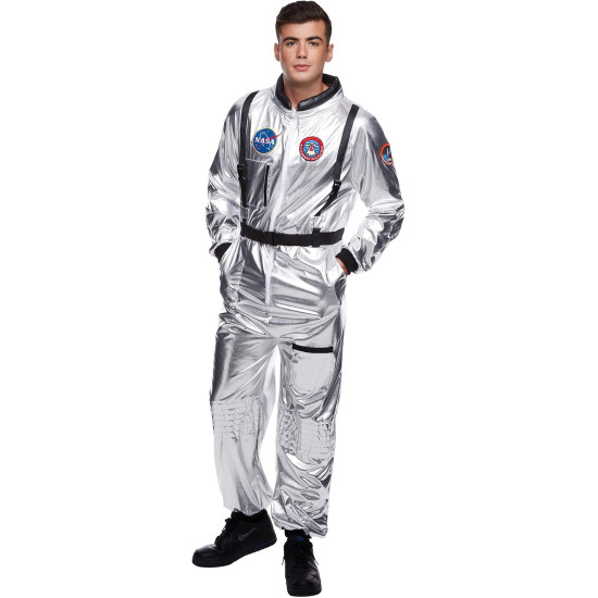Fantasia Adulto Macacão de Astronauta Luxo Prata Fantasia Adulto Macacão de Astronauta Luxo Prata