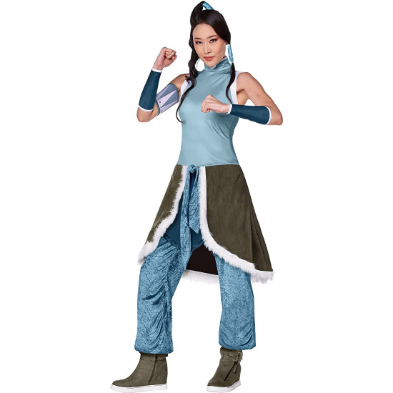 Fantasia Avatar Korra Katara Adulto Feminino Luxo Fantasia Avatar Korra Katara Adulto Feminino Luxo