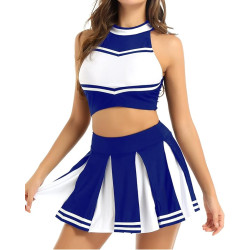 Fantasia Cheerleader Adulto Luxo Azul