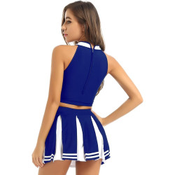 Fantasia Cheerleader Adulto Luxo Azul