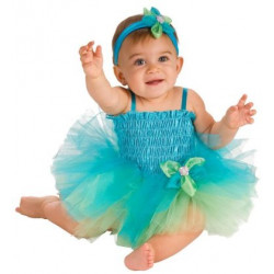 Fantasia Infantil Doce Flor Bailarina Verde e Azul Luxo