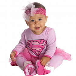 Fantasia Infantil Super Garota Supergirl Rosa Bebê