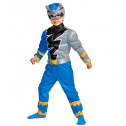 Fantasia Power Rangers Dino Fury Azul Infantil Luxo Bebê