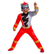 Fantasia Power Rangers Dino Fury vermelho Infantil Luxo Bebê