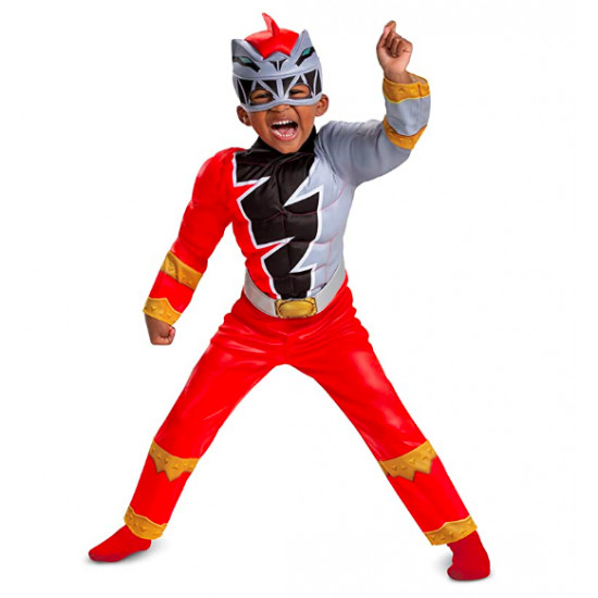 Fantasia Power Rangers Dino Fury vermelho Infantil Luxo Bebê Fantasia Power Rangers Dino Fury vermelho Infantil Luxo Bebê