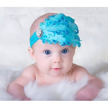 Tiara de Penas Azul Bebês Tiara de Penas Azul Bebês