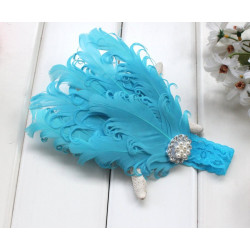 Tiara de Penas Azul Bebês