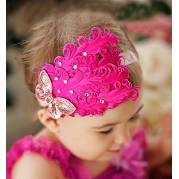 Tiara de Penas Pink Bebês Tiara de Penas Pink Bebês