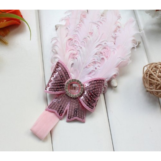 Tiara de Penas Rosa Bebês