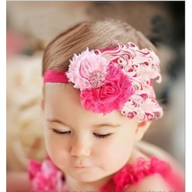 Tiara de Penas Rosa e Pink Bebês Tiara de Penas Rosa e Pink Bebês