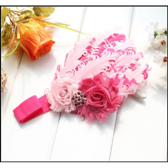 Tiara de Penas Rosa e Pink Bebês