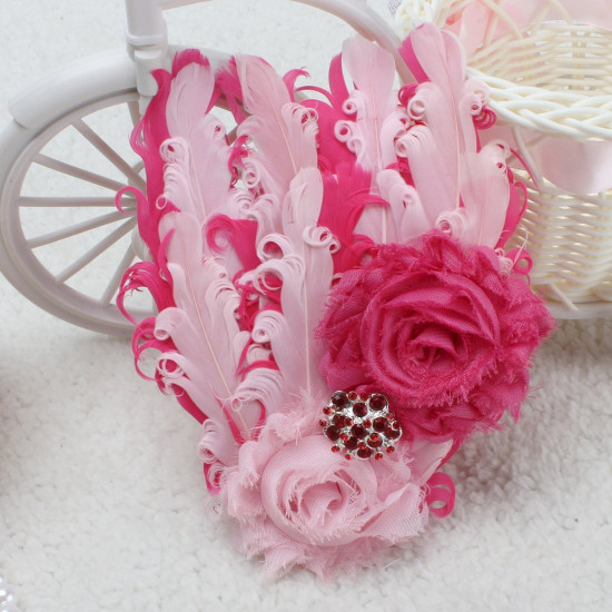 Tiara de Penas Rosa e Pink Bebês