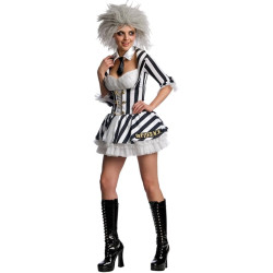 Fantasia Beetlejuice Adulto Classica Luxo Feminina