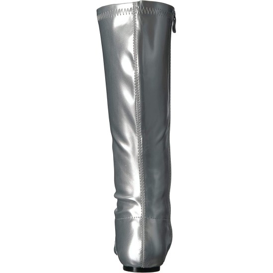 Bota Prateada Dourada Sem Salto