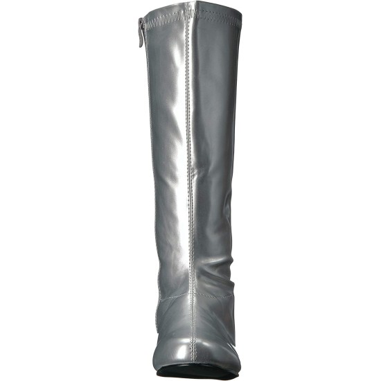 Bota Prateada Dourada Sem Salto