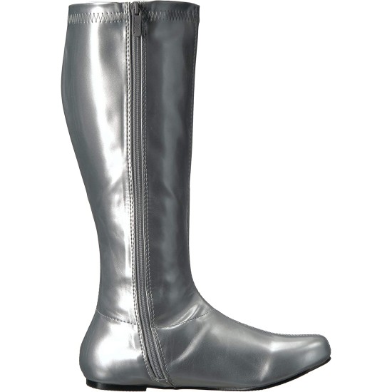 Bota Prateada Dourada Sem Salto