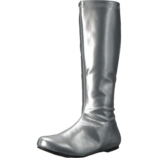 Bota Prateada Dourada Sem Salto