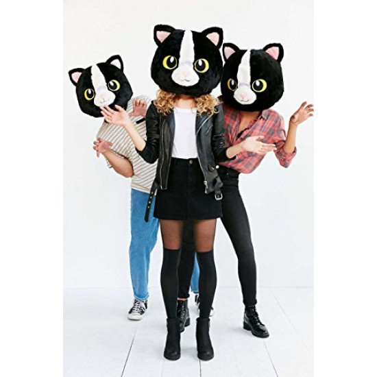 Cabeça Capacete Máscara Gata Pelúcia Luxo Cabeça Capacete Máscara Gata Pelúcia Luxo