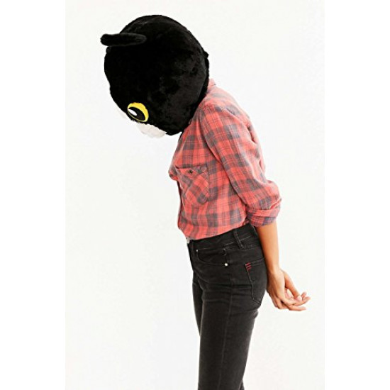 Cabeça Capacete Máscara Gata Pelúcia Luxo Cabeça Capacete Máscara Gata Pelúcia Luxo