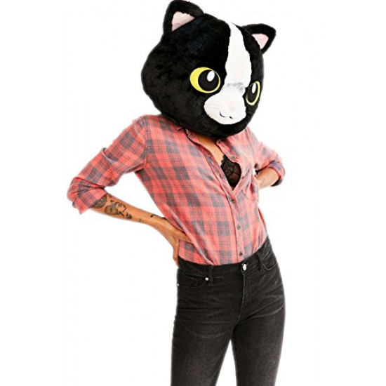 Cabeça Capacete Máscara Gata Pelúcia Luxo Cabeça Capacete Máscara Gata Pelúcia Luxo