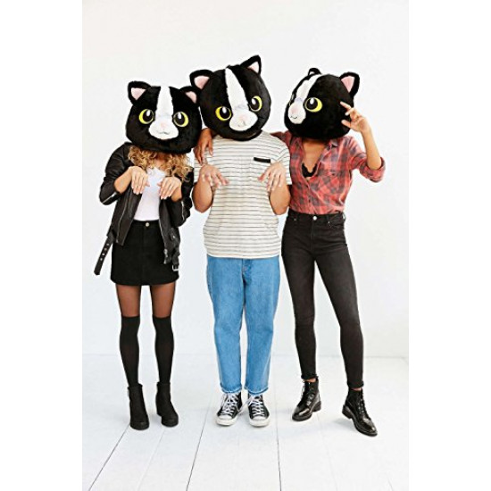Cabeça Capacete Máscara Gata Pelúcia Luxo Cabeça Capacete Máscara Gata Pelúcia Luxo