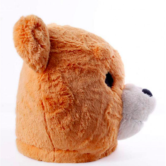 Cabeça Capacete Máscara Urso Pelúcia Luxo Marrom