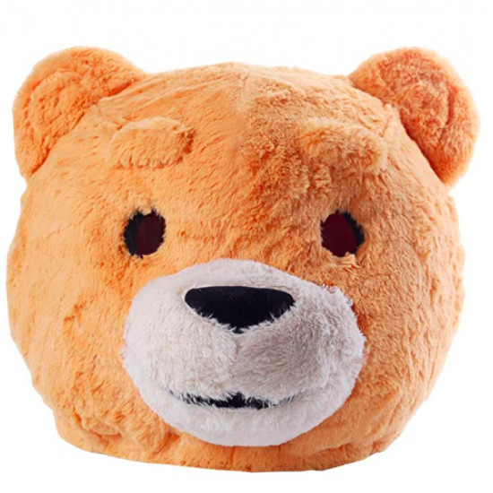 Cabeça Capacete Máscara Urso Pelúcia Luxo Marrom