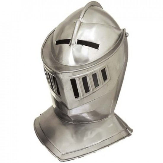 Capacete Medieval de Metal Cavaleiro Branco