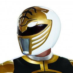 Capacete Power Rangers Branco e Amarelo Clássico Luxo