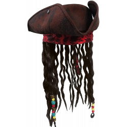 Chapéu com Tranças Jack Sparrow Clássico Luxo