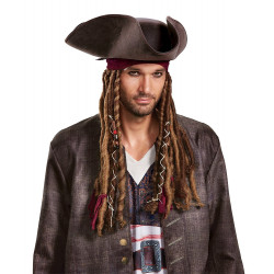 Chapéu com Tranças Jack Sparrow Clássica