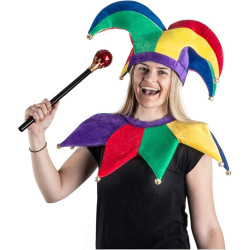 Chapéu Kit Bobo da Corte Palhaço Colorido Adulto Luxo