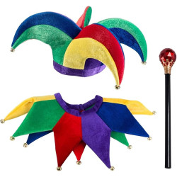 Chapéu Kit Bobo da Corte Palhaço Colorido Adulto Luxo