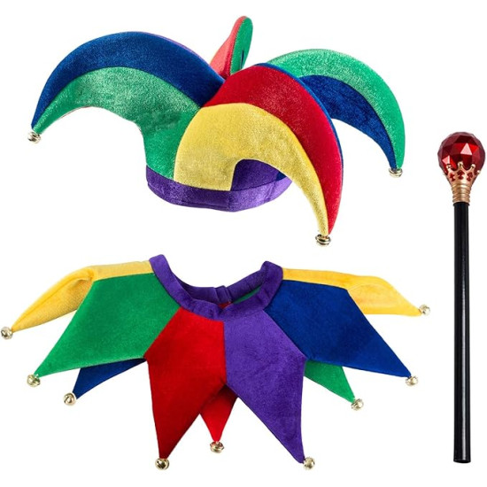 Chapéu Kit Bobo da Corte Palhaço Colorido Adulto Luxo Chapéu Kit Bobo da Corte Palhaço Colorido Adulto Luxo