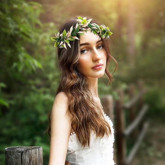 Coroa de Folhas de Louro Prateada e Verde Grega Romana Luxo Coroa de Folhas de Louro Prateada e Verde Grega Romana Luxo