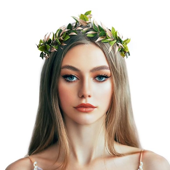 Coroa de Folhas de Louro Prateada e Verde Grega Romana Luxo Coroa de Folhas de Louro Prateada e Verde Grega Romana Luxo